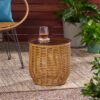 Arias - Boho Side Table With Tempered Glass Top - Light Brown - Image 5