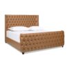 Brooklyn - King Tufted Panel Bed Headboard And Footboard Set - Caramel Tan Brown - Image 3