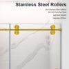 Frameless Single Sliding Shower Door With Bypass Design And 5 / 16" Clear Tempered Glass - Brushed Gold - Image 6