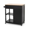 Lanier - Kitchen Cart With Wheels - Black - Image 8