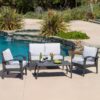Honolulu - Modern 4 Pieces Wicker Seating Set - Gray - Image 6