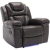 3 Pieces Recliner Sofa Sets Home Theater Seating Manual Recliner Chair With Center Console And Led Light Strip For Living Room - Brown - Image 23
