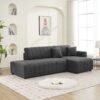 Jessica - Lamb Wool Right Facing Sectional Sofa With Chaise - Dark Gray - Image 11
