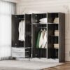 6 Door Wardrobe With Shelves And Drawers - Gray - Image 12