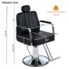 Premium Reclining Barber Chair Salon Chair For Hair Stylist With Heavy Duty Hydraulic Pump, 360° Rotation, Tattoo Chair Shampoo Beauty Salon Equipment, Max Load Weight 400 Lbs - Black - Image 9