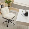 Oversize Seat Cirss Cross Chair With Wheels, Elegant Design Computer Chair, Adjustable Height 360 Degree Rolling Swivel Home Office Chair For Small Space, Dressing Room, Living Room - Dark Gray / White - Image 19