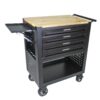 4 Drawers Multifunctional Tool Cart With Wheels And Wooden Top - Black - Image 4