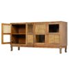 Retro 4 Door Sideboard With Large Storage Space, Artificial Rattan Doors - Transparent Glass - Antique Brown - Image 9