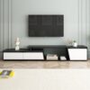 Modern, Minimalist Rectangle Extendable TV Stand, TV Cabinet With 2 Drawers And 1 Cabinet For Living Room, Up To 100" - Black - Image 2