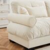 Modern Oversized 2 Seater Sofa With Ottoman And Bolster Armrests - Cream - Image 11
