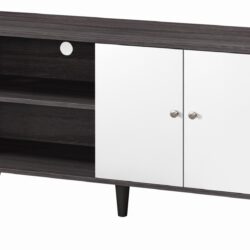 Amidon - TV Stand For Tvs Up To 47.3", With 2 Storage Shelves & 1 Cabinet, Modern Entertainment Centre For TV In Living Room - Dark Gray / White
