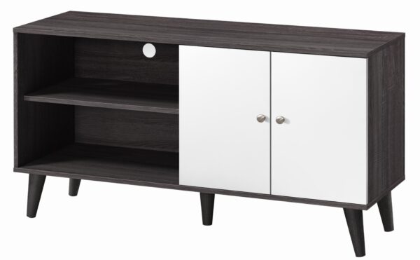 Amidon - TV Stand For Tvs Up To 47.3", With 2 Storage Shelves & 1 Cabinet, Modern Entertainment Centre For TV In Living Room - Dark Gray / White
