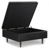 Shay - Mid Century Large Square Coffee Table Storage Ottoman - Distressed Black - Image 3