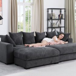 Duke - 4 Piece Upholstered Sectional - Dark Gray