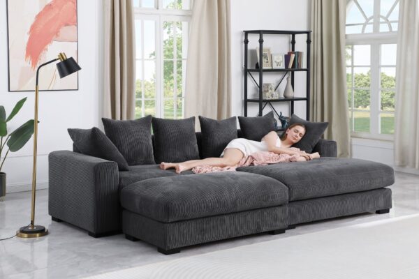 Duke - 4 Piece Upholstered Sectional - Dark Gray