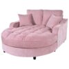 Modern Chaise Lounge Sofa Bed Upholstered Sofa Couch With Tufted Seat And Detachable Pillows For Living Room - Pink - Image 13