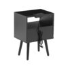 15.75" Rattan End Table With Power Outlet & USB Ports, Modern Nightstand With Drawer And Solid Wood Legs, Side Table For Living Room, Bedroom - Black - Image 11