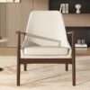 Accent Chair, Mid-Century Modern Armchair With Solid Wood Frame, Reading Leisure Chair With High Back For Living Room - Beige - Image 5