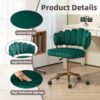 Velvet Home Office Desk Chair, Modern Cute Computer Chair, Wheels Swivel Height Adjustable Task Chair - Emerald - Image 6