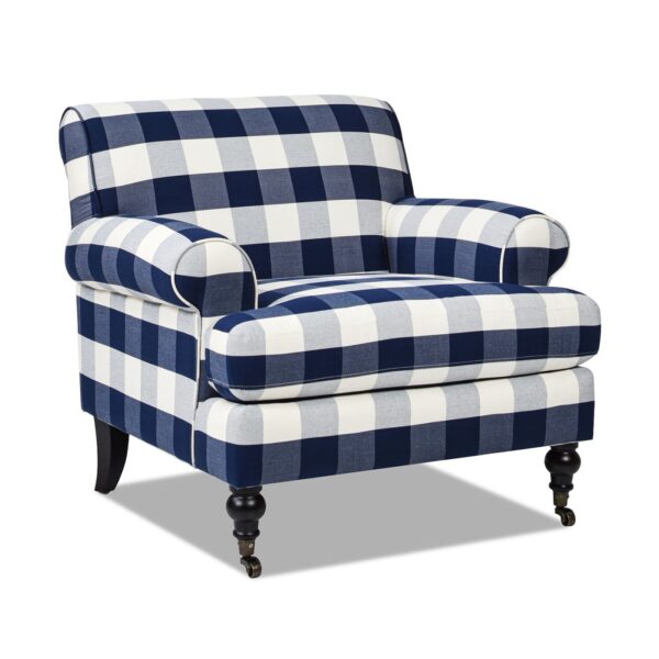 Alana Lawson - Accent Arm Chair Casters - Blue Lattice