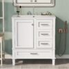 Bathroom Vanity, Modern Bathroom Cabinet With Sink Combo Set, Bathroom Storage Cabinet With A Soft Closing Door And 3 Drawers, Solid Wood Frame, Resin Basin - White - Image 2