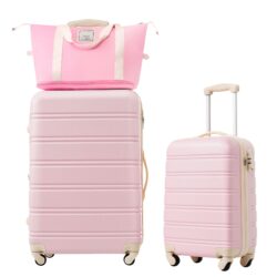 Hardshell Luggage Sets 2 Pieces + Bag Spinner Suitcase With Tsa Lock Lightweight 20" / 28" - Light Pink