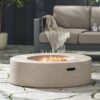 Modern Outdoor 50, 000 Btu Round Concrete Propane Fire Pit, Lightweight Design - Light Gray - Image 2