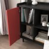 Modern Sideboard Buffet Cabinet With Doors And Unique Panel Styling - Black / Red - Image 13