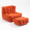 Fluffy Bean Bag Chair, Comfortable Bean Bag For Adults And Children, Super Soft Lazy Sofa Chair With Memory Foam And Ottoman, Indoor Modern Focus Bean Bag Chair For Living Room, Bedroom, Apartment - Red - Image 19
