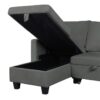 Nova - Velvet Reversible Sleeper Sectional Sofa With Storage Chaise - Dark Gray - Image 3