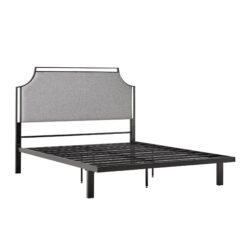 Queen Bed Frame Traditional Upholstered Metal - Gray