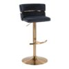 Cinch - Glam / Art Deco Adjustable Barstool With Swivel With Rounded T Footrest (Set of 2) - Gold / Black - Image 2