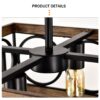 4 Light Square Kitchen Island Lights Ceiling Light Farmhouse Dining Room Light Fixture, Wood And Metal Rectangular Ceiling Light, Ceiling Lighting For Living Room, Conference Room, Home Office - Black - Image 8
