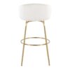 Claire - Contemporary / Glam Fixed - Height Barstool With Swivel With Round Footrest (Set of 2) - Cream - Image 5