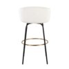 Claire - Contemporary / Glam Barstool With Footrest (Set of 2) - Black / Cream - Image 5