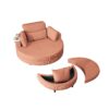 Corduroy Sofa With Two Throw Pillows, A Waist Pillow And An Extra Tray Is Comfortable For A Small Apartment Bedroom - Orange - Image 8