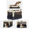 Dog Crates For Dogs, Adjustable Cover By Spiral Iron Pipe, Strengthen Sewing Dog Travel Crate, 3 Door Design - White / Blue - Image 4