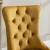Nikki - Modern, High-End Tufted Solid Wood Contemporary Velvet Upholstered Dining Chair With Golden Stainless Steel Plating Legs, Nailhead Trim (Set of 2) - Gold - Image 9