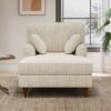 Oversized Chaise Lounge Chair Indoor With 2 Comfy Pillows Rolled Arms Corduroy Fabric Sleeper Sofa Chair For Living Room Bedroom - Beige - Image 2