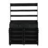 Minimalist 4 Door Shoe Cabinet With Coat Rack, Spacious Top, 3 Drawers, 8 Shelves, Metal Hooks And Handles For Hallway - Black - Image 17