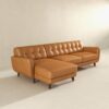 Allison - Left Facing Leather Sectional Sofa - Tan - Image 4