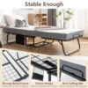 Folding Bed Cot With Mattress, Foldable Metal Frame Bed For Guest With Memory Foam Mattress On Wheels, Saving Space Rollaway Bed - Black - Image 7