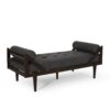 Contemporary Fabric Chaise Lounge With Button Tufted Waffle Stitching And Rolled Accent Pillows - Charcoal - Image 6