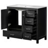 Bathroom Vanity With Ceramic Sink Combo, Abundant Storage Cabinet 2 Soft Close Doors And 5 Drawers - Black - Image 13
