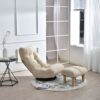 Japanese Style Single Reclining Sofa Chair With Adjustable Features Cotton For Balcony And Leisure - White - Image 6