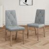 Modern Light Luxury Dining Chair With Electroplated Chair Legs (Set of 2) - Gray - Image 2