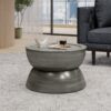 Sparling - Modern Iron Hourglass Coffee Table With Lipped Edge - Antique Silver - Image 4