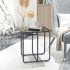 Modern Tempered Glass Coffee Table End Table Side Table For Living Room, Bedroom - Black - Image 5