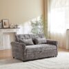 3 In 1 Loveseat Sofa Bed Chenille Fabric Pull Out Couch Sleeper Full Back Frame, Seat Frame, Armrests & 2 Pillows - Light Gray - Image 4