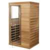 Red Cedar Mini 1 Person Far Infrared Glass Door On The Left Of The Indoor Sauna Room - Natural Wood / Caramel - Image 2